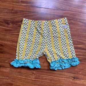 Wildflowers Girls Golden Turquoise Soft Cotton Mix Ruffle Shorts Size 6 Girly
